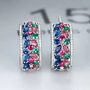 Beautiful Colorful Zircon Earrings Set in 14k gold Plate